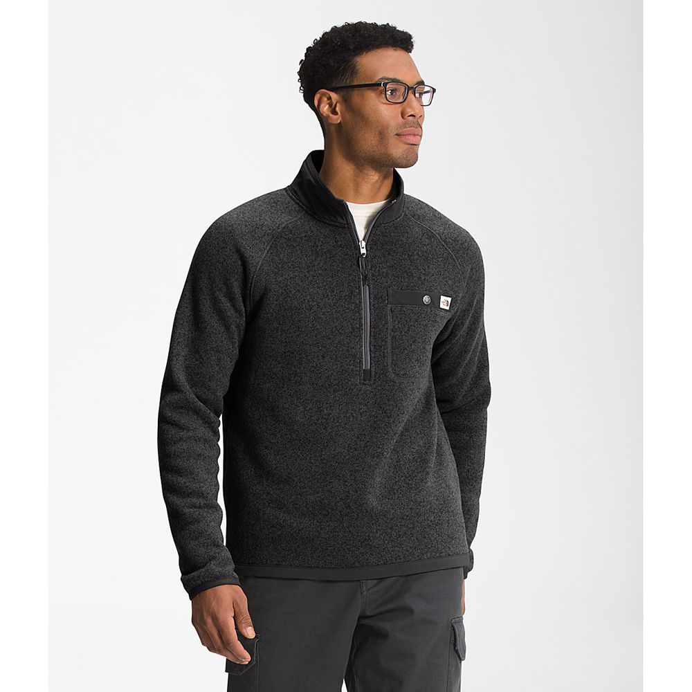 The North Face Fleece Jacket Mens Australia - The North Face Gordon Lyons ¼ Zip Black (DTE-285940)